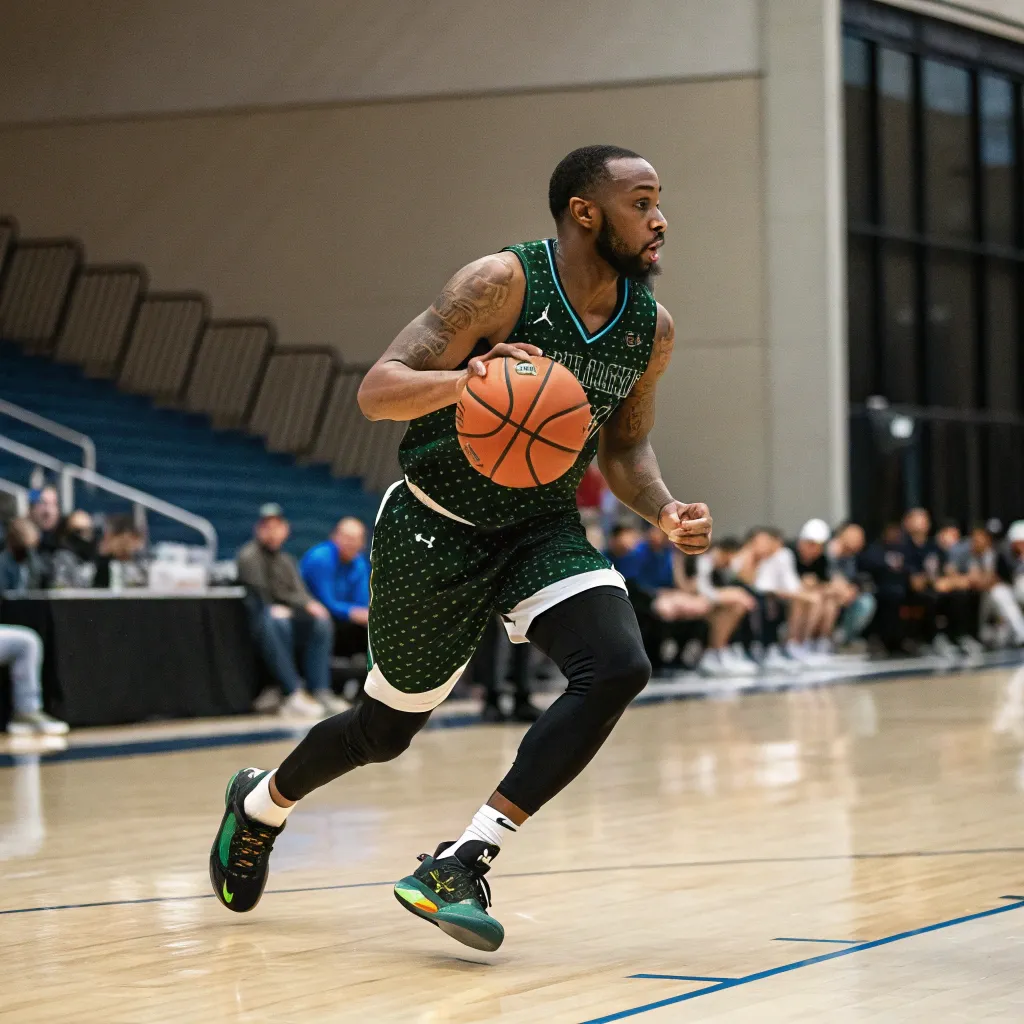 Michael Daniels dribbling a basketball